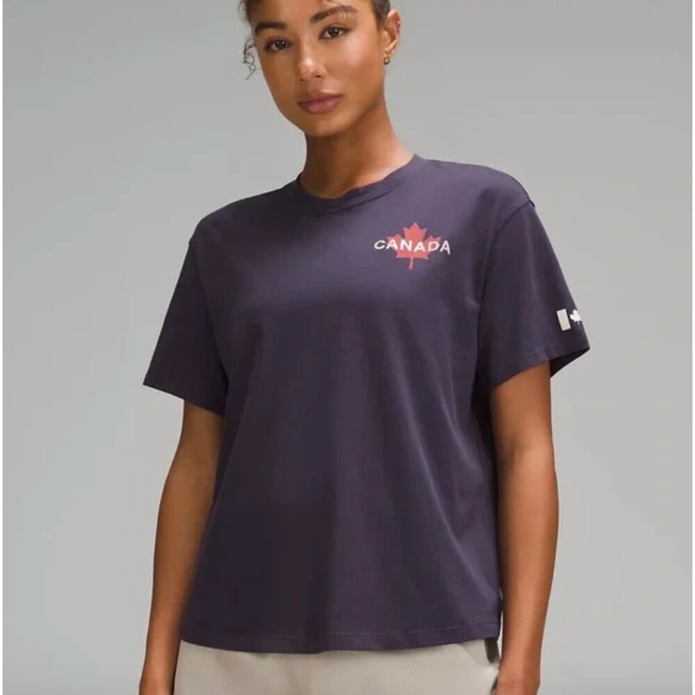Lululemon Team Canada Women's Cotton Jersey Graphic T-Shirt CPC Logo Size 12